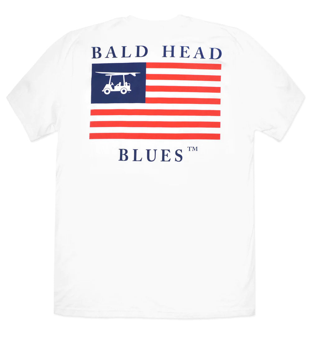 Island Tee-Short Sleeve USA-White-TEEUSAW-Baldhead blues