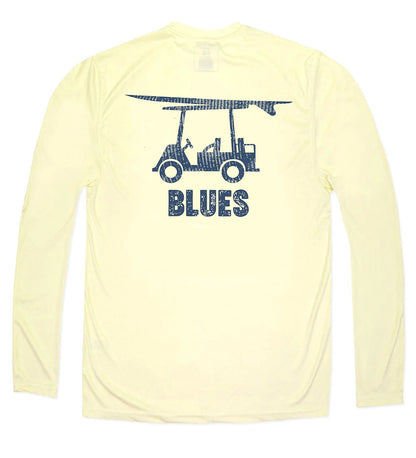 Performance Long Sleeve Blues Logo T-Shirt-Sea Glass-PERFTEEBLUESY-Baldhead blues