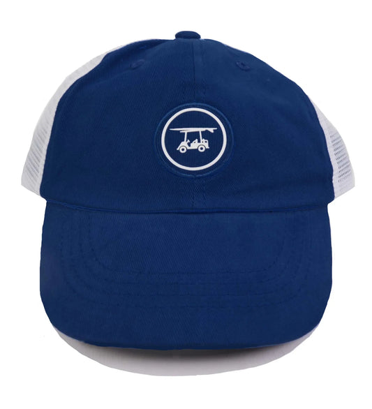 Youth Trucker Hat w/ circle logo-Navy-YCTRUCKER-N-Baldhead blues