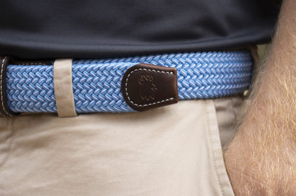 Belts-The Newport Two Toned Woven Stretch Belt-137-Roostas