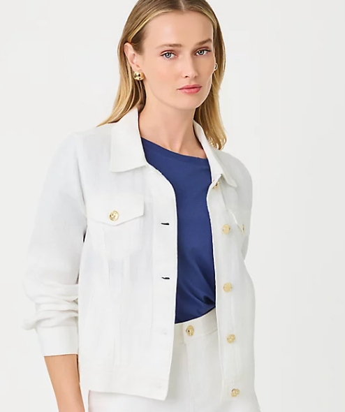 Lilly Pulitzer Seaspray Linen Jacket - White